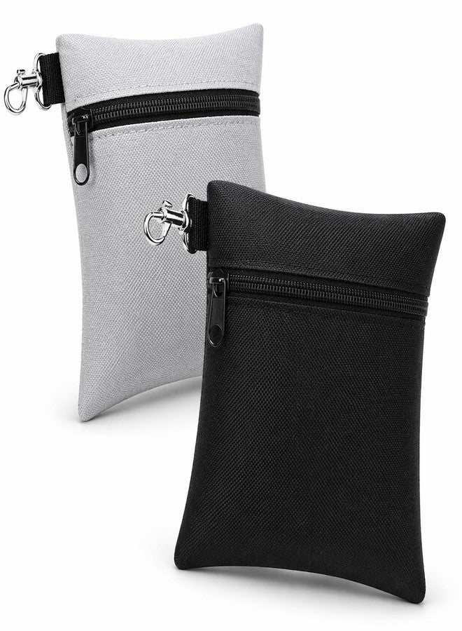 KISLJY Golf Tee Pouch 2 Pack, 5.24 x 6.42 in Zipper Golf Accessory Bag with Clip for Tees and Markers - Image 1