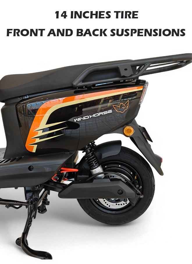 Wind Horse Electric Scooter for Adults with 1500W Motor, 60V 20Ah Battery, 85 km/h Max Speed, 50km Range, Carbon Alloy Frame, Remote Lock, Under-Seat Storage, 14-Inch Tires, Disc Brakes, 3-Speed Modes  - Image 4