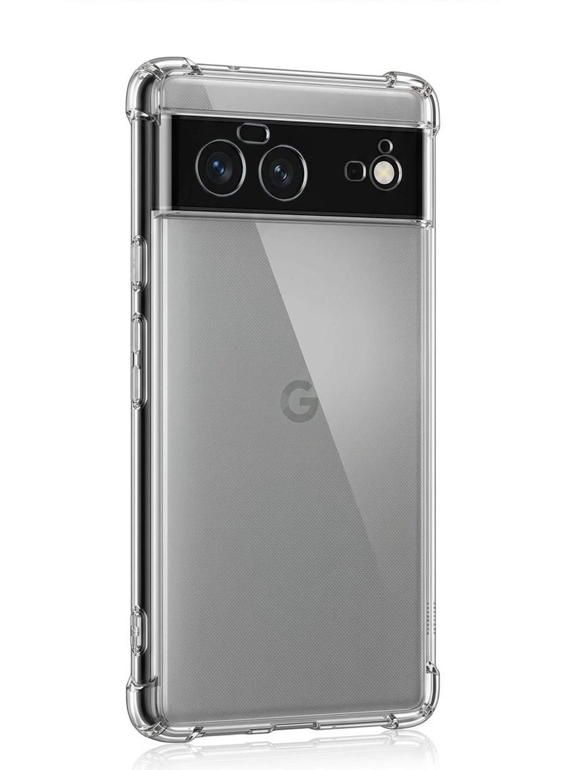 جراب متوافق مع Google Pixel 6 - غطاء شفاف من السيليكون (TPU) مقاوم للصدمات، مزود بحماية للكاميرا وزوايا معززة ضد الصدمات - شفاف