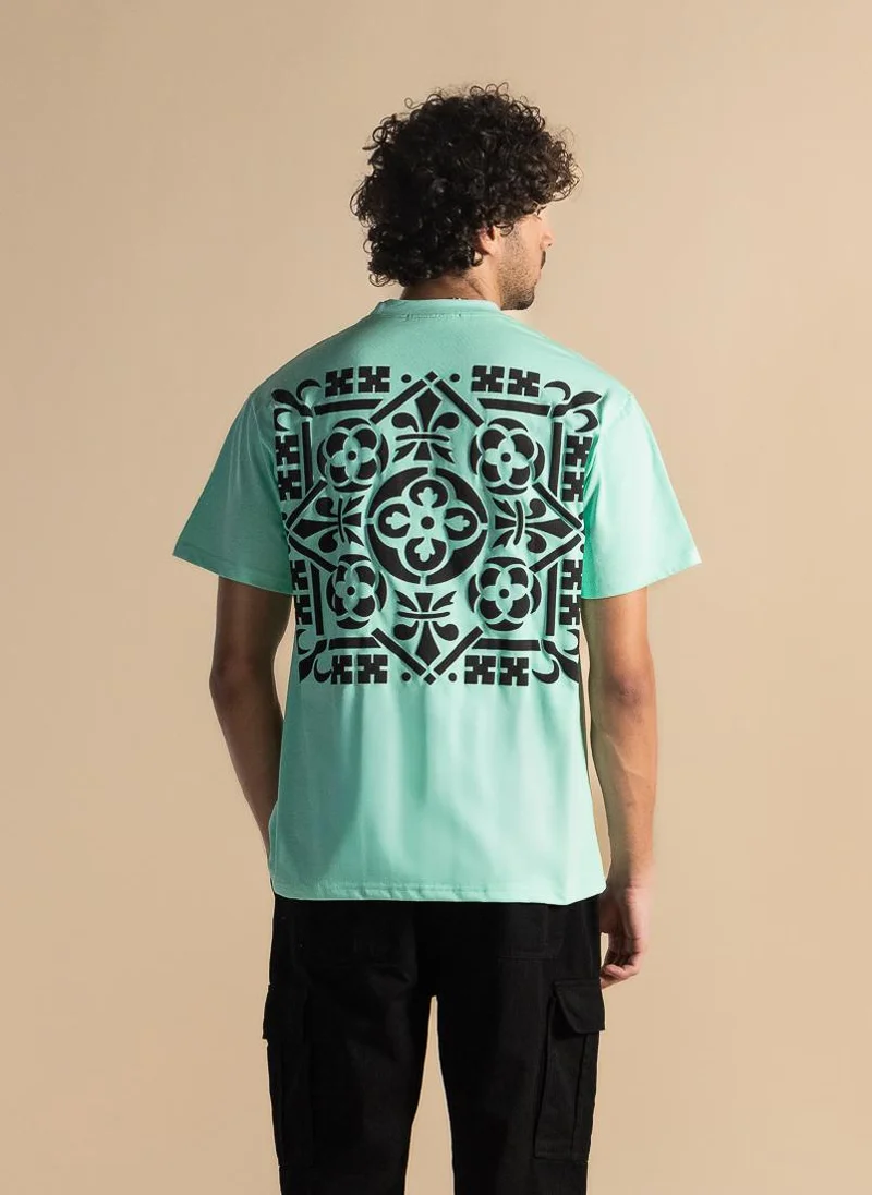 SHAPES CONTRAST PRINTED COTTON T-SHIRT