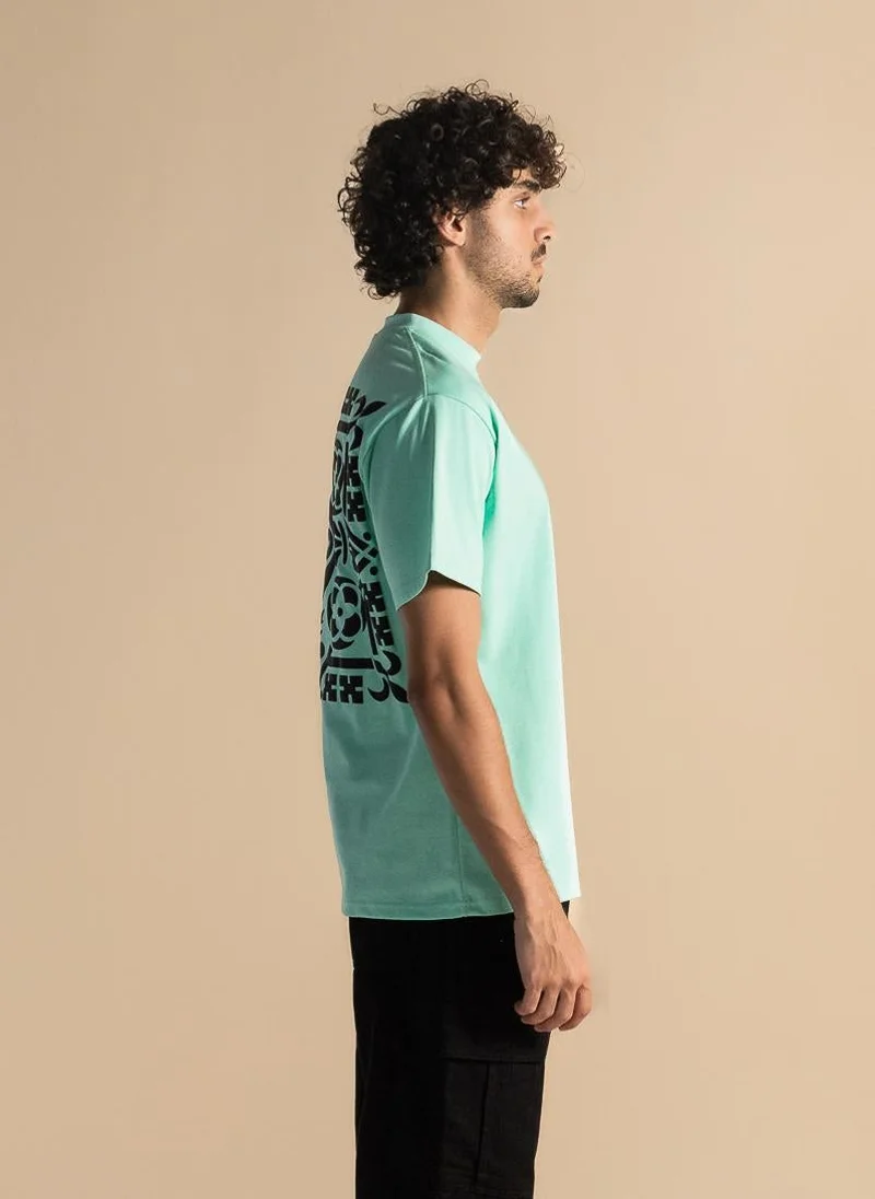 Shapes Green CONTRAST PRINTED COTTON T-SHIRT for Men | Best Price UAE