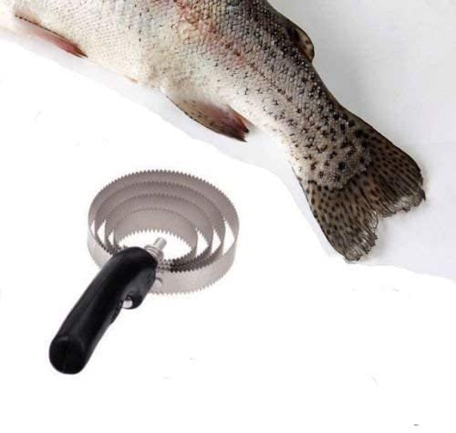 WYZBEN Commercial Heavy Duty Stainless Fish Scaler Scale Remover Spring Steel 4 Rings