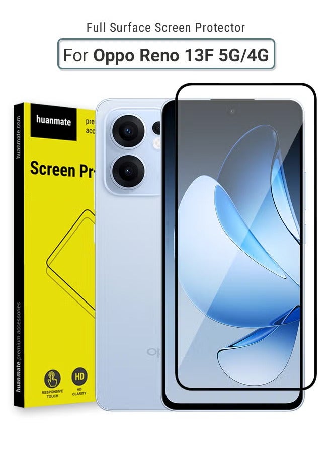 huanmate Oppo Reno 13F 5G/4G Screen Protector – Premium Edge to Edge Tempered Glass, High Transparency, Delicate Touch, Anti-Explosion, Smooth Arc Edges, Easy Installation  - Image 1