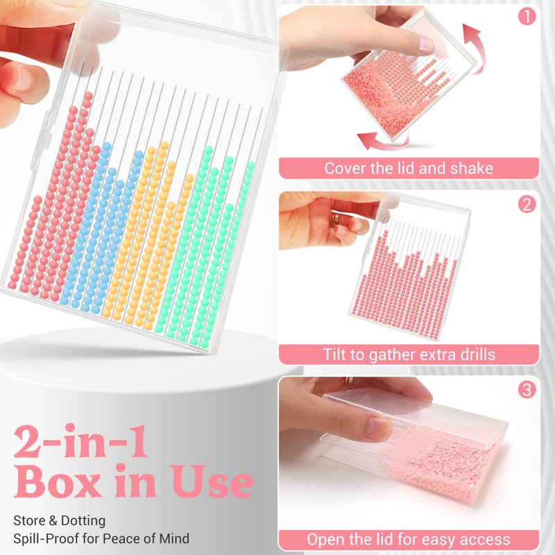 twivah 27 Pcs Diamond Art Storage with Bag, 2-in-1 Diamond Art Trays Container with Lids, Diamond Painting Accessories with Color Sticks, Diamond Art Kits for Adults & Kids Christmas, Birthday (Pink) - Image 3