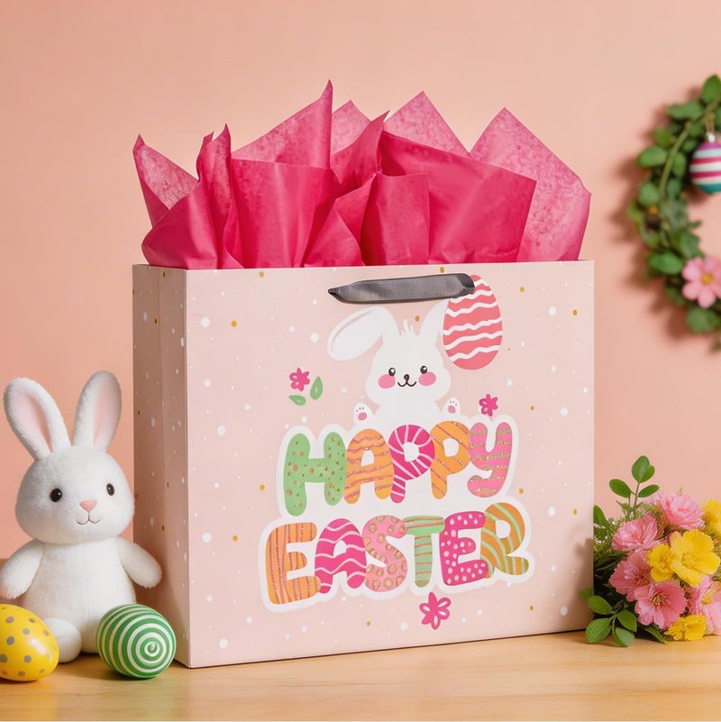 Bobobag 16" Large Easter Gift Bag with Tissue Paper for kids,Easter Egg Hunts - Image 3