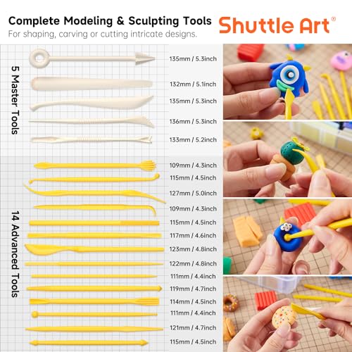 Shuttle Art Polymer Clay Kit, 50 Colors, Soft Oven Clay Kit, 19 Carving Tools and 10 Kinds of Accessories, Non-Stick, Non-Toxic, Ideal Gift for Kids - Image 3