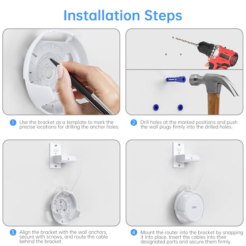 EDUP LOVE Deco Mesh Wall Mount Kit for Deco BE22/ BE23/ BE25/ BE26 BE3600/ BE5000/WB7200/ WB10800/ WB14400 Mesh WiFi 7 System, Space-Saving Bracket with Hidden Cable Management (White, 3 Pack) - Image 3