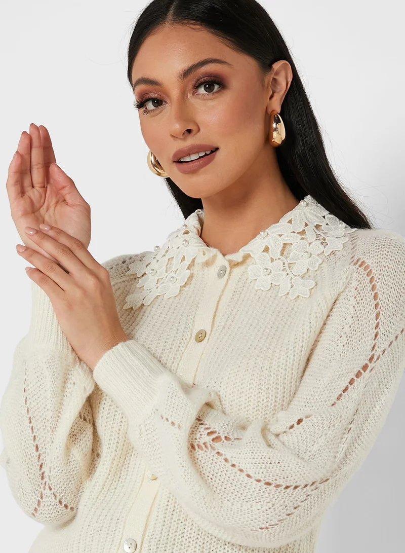 YAS Lace Detail Cardigan