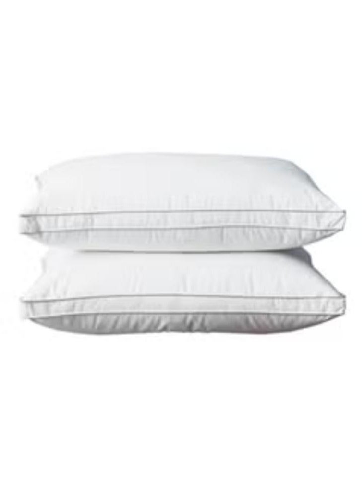 Princess Hotel Pillow Pack Of 2 Microfiber 1Cm Stripe Pillow, 1000Grms, Queen Cotton White 75x50x12cm - Image 1
