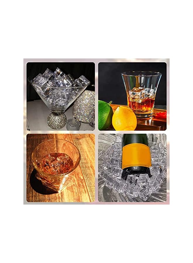 The Bros 50 Pieces Reusable Plastic Ice Cubes - Clear Acrylic Decorative Display, Artificial Square Crystal Fake Cubes for Home Decoration, Wedding Centerpiece, Vase Fillers - Image 3