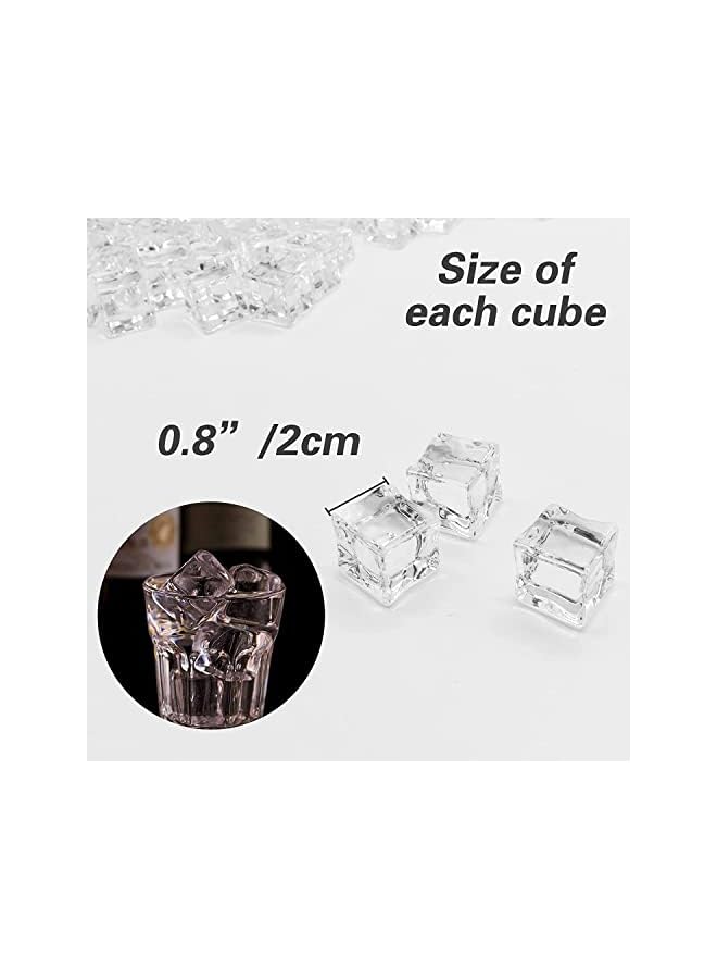 The Bros 50 Pieces Reusable Plastic Ice Cubes - Clear Acrylic Decorative Display, Artificial Square Crystal Fake Cubes for Home Decoration, Wedding Centerpiece, Vase Fillers - Image 2