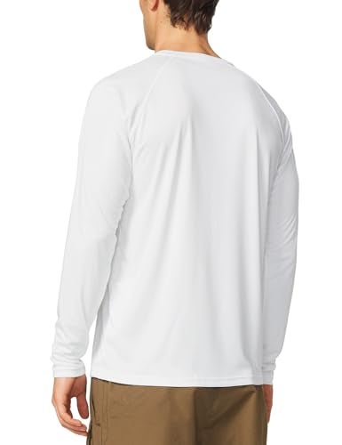 baleaf Men's Sun Protection Shirts UV SPF T-Shirts UPF 50+ Long Sleeve Rash Guard Fishing Running Quick Dry White Size S - Image 2