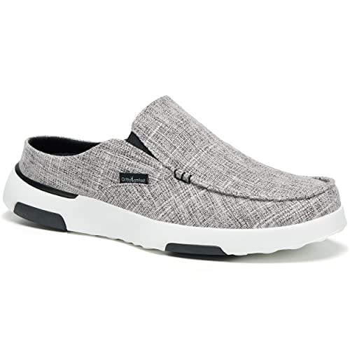 OrthoComfoot Men's Orthopedic Slip On Loafers Slippers Shoes: Plantar Fasciitis House Sneakers with Arch Support, Casual Comfort Lightweight Travel Stretch Canvas Shoes Light Grey Size 10 - Image 1