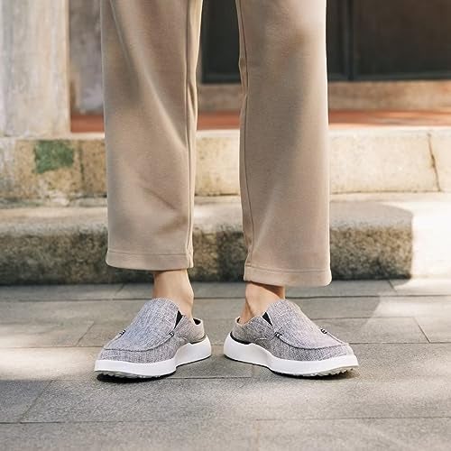 OrthoComfoot Men's Orthopedic Slip On Loafers Slippers Shoes: Plantar Fasciitis House Sneakers with Arch Support, Casual Comfort Lightweight Travel Stretch Canvas Shoes Light Grey Size 10 - Image 3