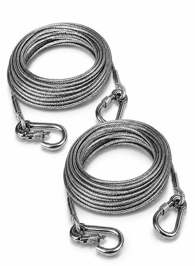9UP® 2Pcs Heavy Duty Stainless Steel Cable for Dogs & Clothes Drying Rope, 5 Meter Rust Proof Wire Leash Line with Hooks for Indoor Outdoor Use - Image 1