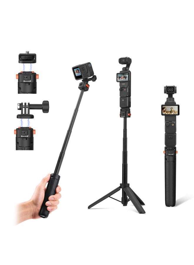 BRDRC Osmo Pocket 3 Tripod for Go Pro Action Camera, Mini Table Desk Extendable Tripod Stand Small Handheld Selfie Stick with Quick Release 1/4'' Screw Vlog for DJI Action 5 Pro for Insta360 X4 Accessories - Image 1