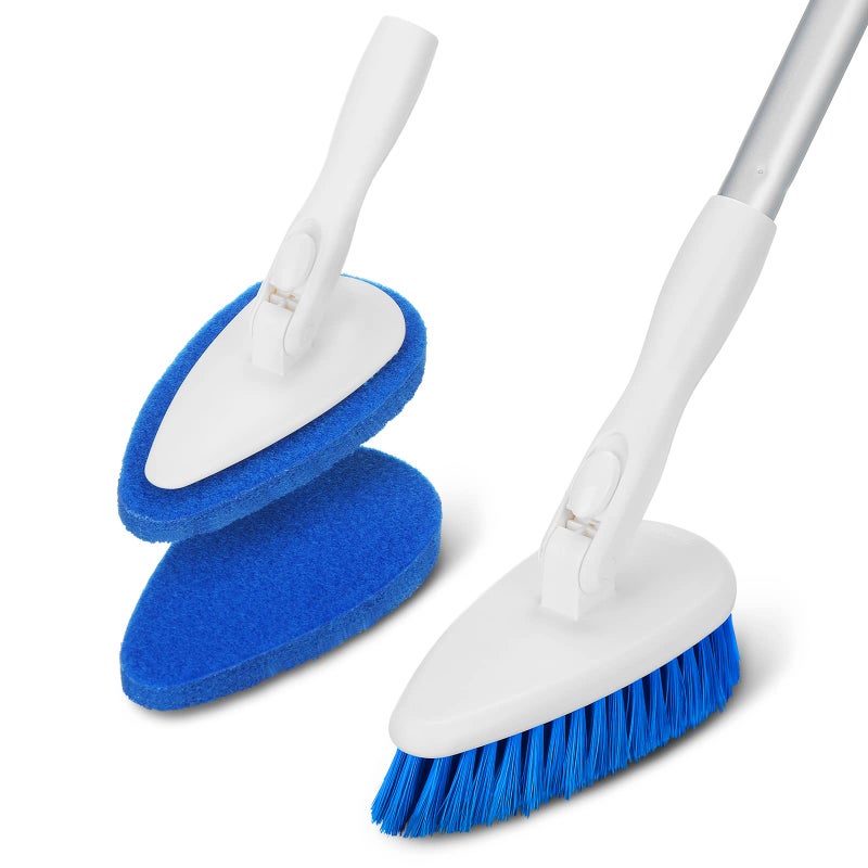 Qaestfy Shower Bathtub Tub and Tile Scrubber Brush with 51 Adjustable Long Handle Cleaning Brushes Lock in Place Scrub Brush Head for Bathroom Wall Floor Scrubbing Model QAE008