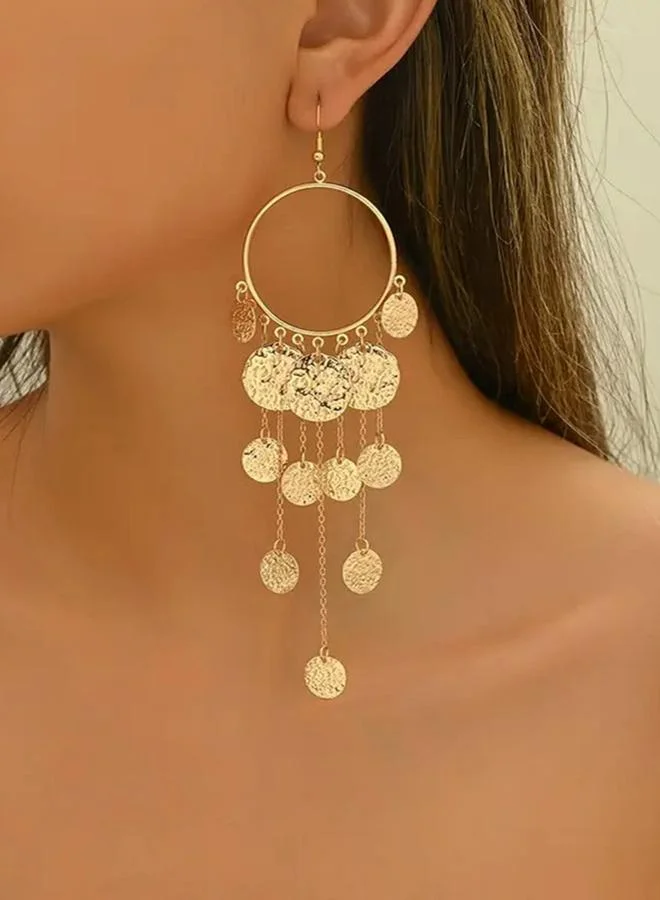 Take Two Take Two Coin Textured Round Tassel Earrings