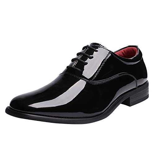 Bruno Marc Men's Faux Patent Leather Tuxedo Derby Dress Shoes Classic Lace-up Formal Oxford,Size 10,Black,CEREMONY-05 - Image 1