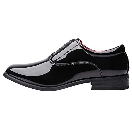 Bruno Marc Men's Faux Patent Leather Tuxedo Derby Dress Shoes Classic Lace-up Formal Oxford,Size 10,Black,CEREMONY-05 - Image 2