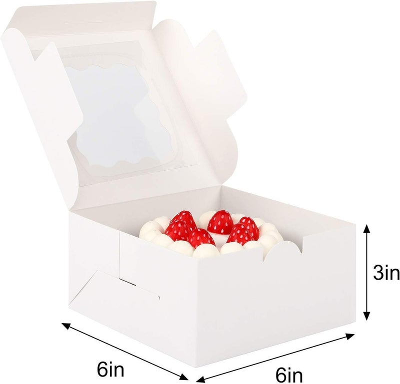 SmilerSmile 18pcs Bakery Boxes,6x6x3 Inches Small Pastry Treat Boxes with Window Gift Packaging Boxes for Cookies,Pastries,Mini Cakes,Pie Slice,Stickers Included,(White) - Image 4