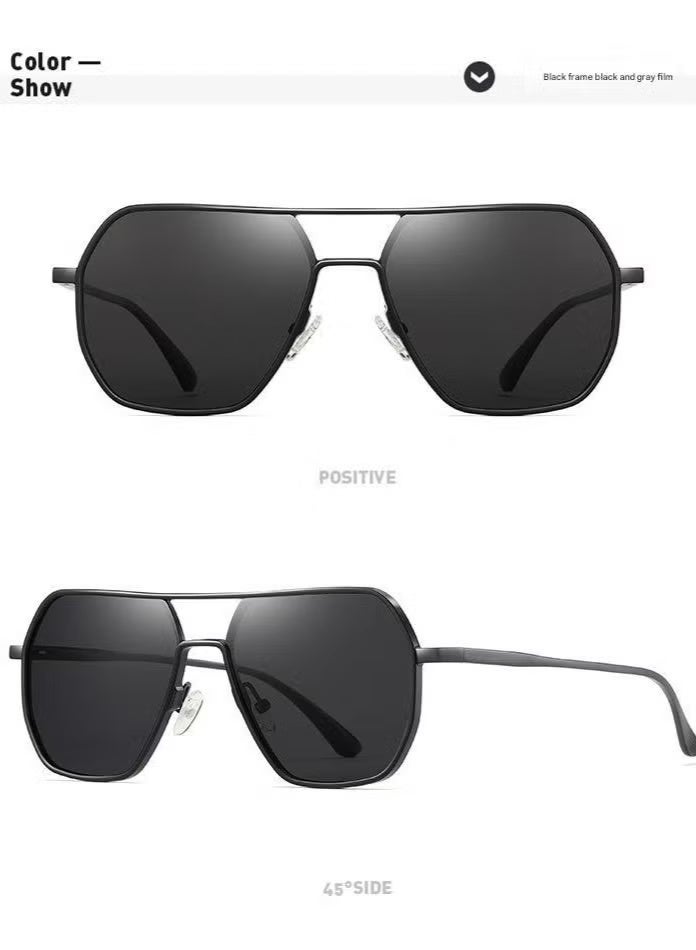 HDCRAFTER Stylish Black Geometric Sunglasses - Image 3