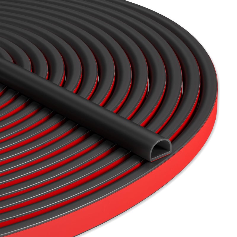 Bantie 20FT Weather Stripping Door Seal - Self Adhesive Weather Insulation Strip Weatherstripping Silicone D Shaped Seal Strip Door Frame Gap Filler/Window Soundproofing - Image 1
