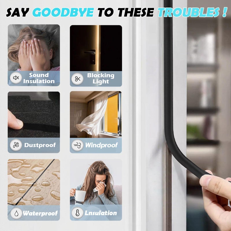 Bantie 20FT Weather Stripping Door Seal - Self Adhesive Weather Insulation Strip Weatherstripping Silicone D Shaped Seal Strip Door Frame Gap Filler/Window Soundproofing - Image 2