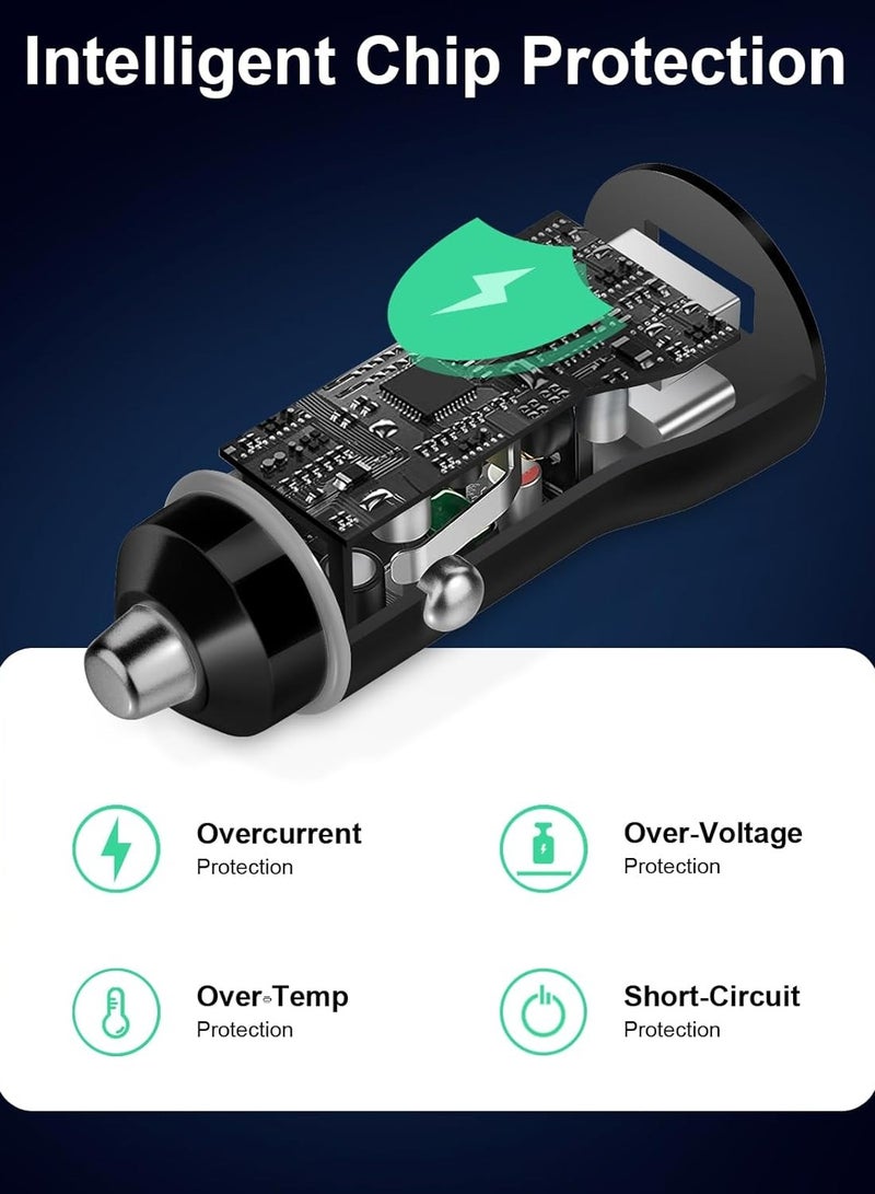 JEEJPV Car Charger for iPhone 16 15, 38W Car Charger USB C Fast Charge, [PD20W + QC 18W ] Fast Charging Type C Car Charger for iPhone 16 15 Pro Max Plus (Black)  - Image 5