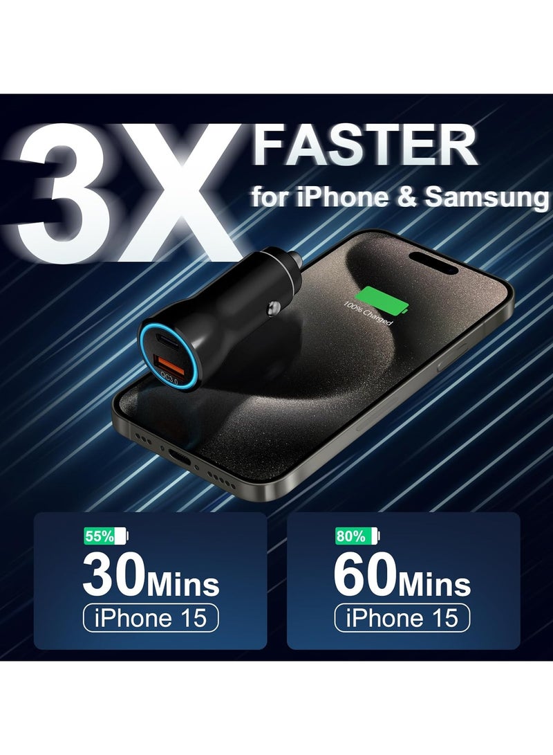 JEEJPV Car Charger for iPhone 16 15, 38W Car Charger USB C Fast Charge, [PD20W + QC 18W ] Fast Charging Type C Car Charger for iPhone 16 15 Pro Max Plus (Black)  - Image 3