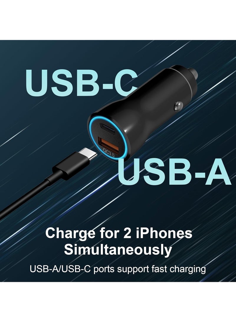 JEEJPV Car Charger for iPhone 16 15, 38W Car Charger USB C Fast Charge, [PD20W + QC 18W ] Fast Charging Type C Car Charger for iPhone 16 15 Pro Max Plus (Black)  - Image 4