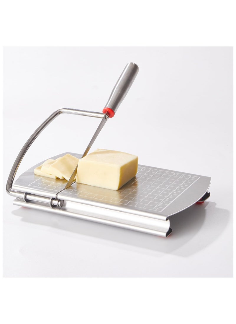 SYOSI - Multipurpose Cheese Slicer Cutter, Stainless Steel Cheese Cutter Board with Blade for Block Cheese, Effortless Slicing for Block Cheese, Butter, Guillotine Sausage Ham Biltong Jerky Slicer - Image 1