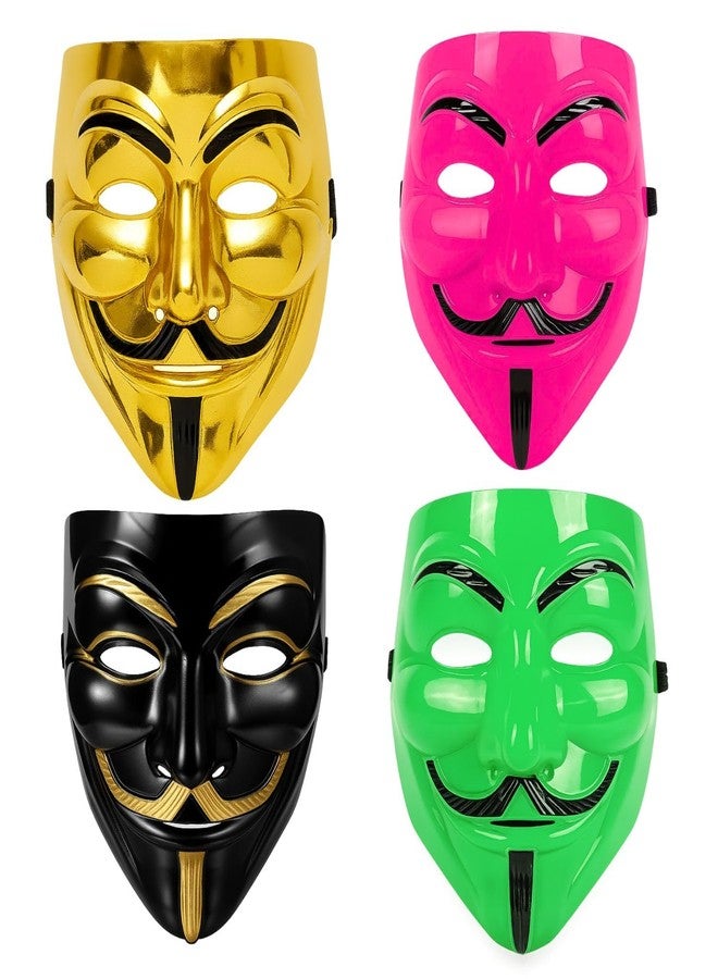 WiggleBoo Black, Golden, Green & Pink Vendetta Mask for Men & Women | Anonymous Style Face Mask for Party, Halloween & Cosplay | Face Cover with Elastic | Fancy Dress for Events, Photoshoots