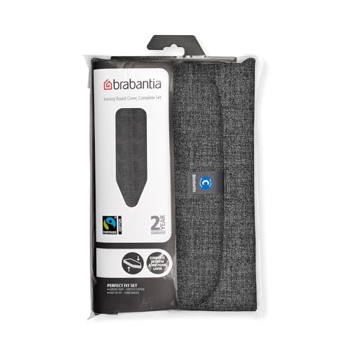 brabantia غطاء طاولة كي Brabantia مقاس C (49 × 18 بوصة) مع حشوة فوم سميكة وشعيرات (أسود دنيم) سهل التركيب، 100% قطن - Image 3