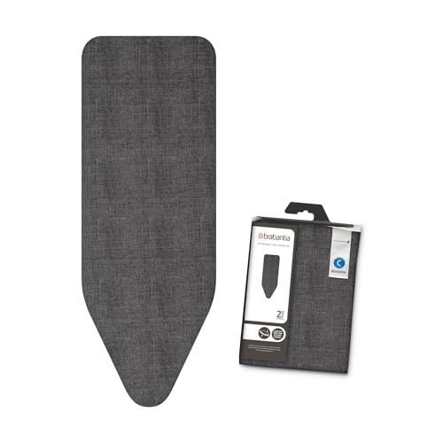 brabantia غطاء طاولة كي Brabantia مقاس C (49 × 18 بوصة) مع حشوة فوم سميكة وشعيرات (أسود دنيم) سهل التركيب، 100% قطن - Image 1