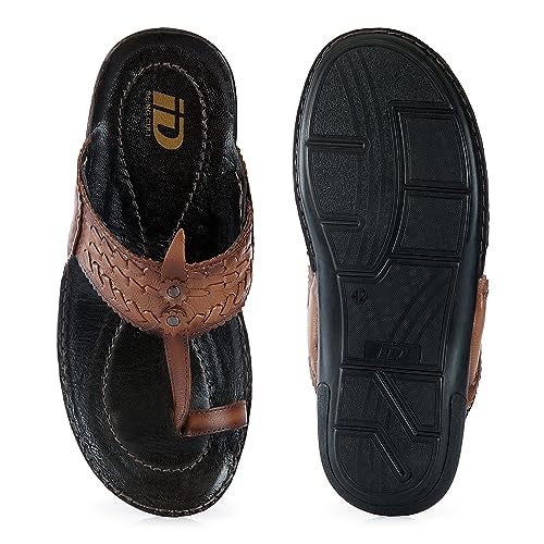 ID Tan Slip-On Kolhapuri Ethnic Style Slippers for Men - Image 5