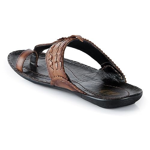 ID Tan Slip-On Kolhapuri Ethnic Style Slippers for Men - Image 3