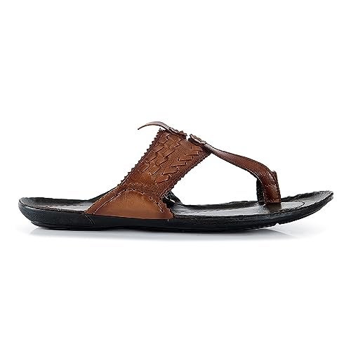 ID Tan Slip-On Kolhapuri Ethnic Style Slippers for Men - Image 4