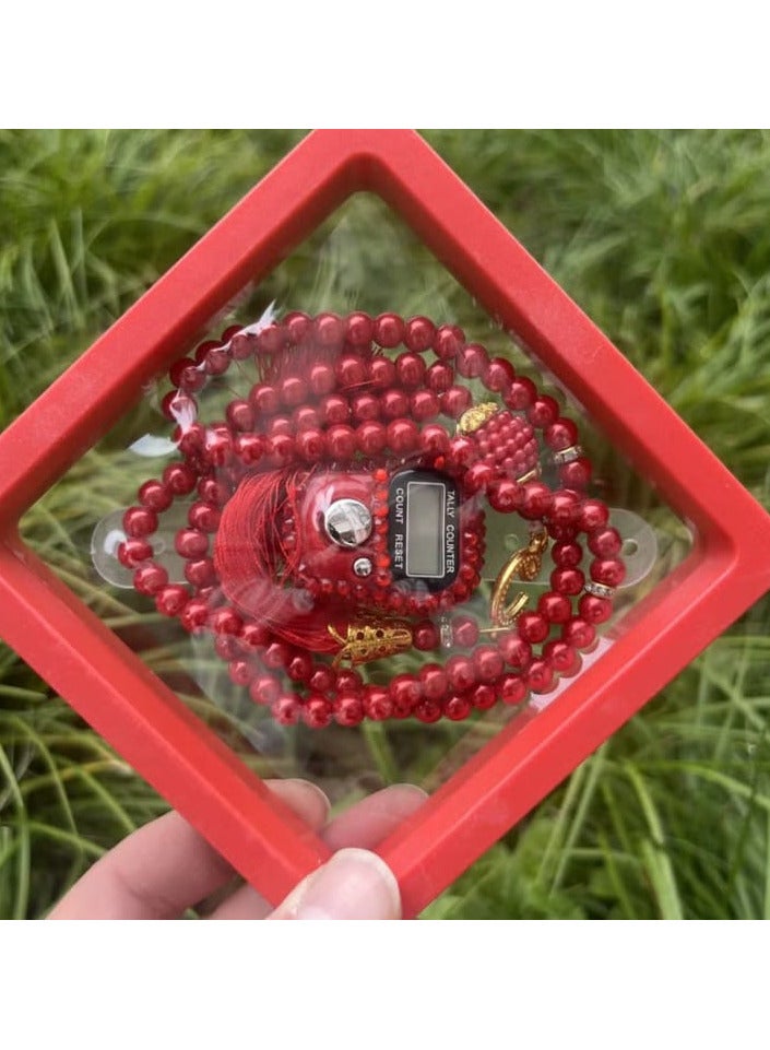 طقم تسابيح إسلامية مكون من 99 مسبحة زجاجية سبحة الله محمد سبحة صلاة إسلامية رقمية للدين هدية رمضان