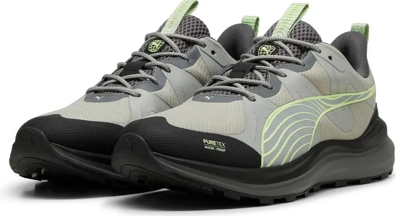 PUMA 310095-02 Reflect Lite Trail Ptx-Smokey Gray- Black-Fizzy Apple