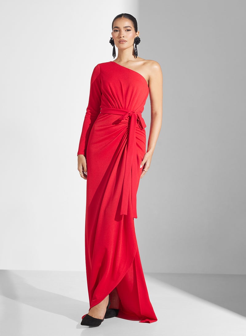 ايرا فستان بكتف واحد درابيه - Image 4