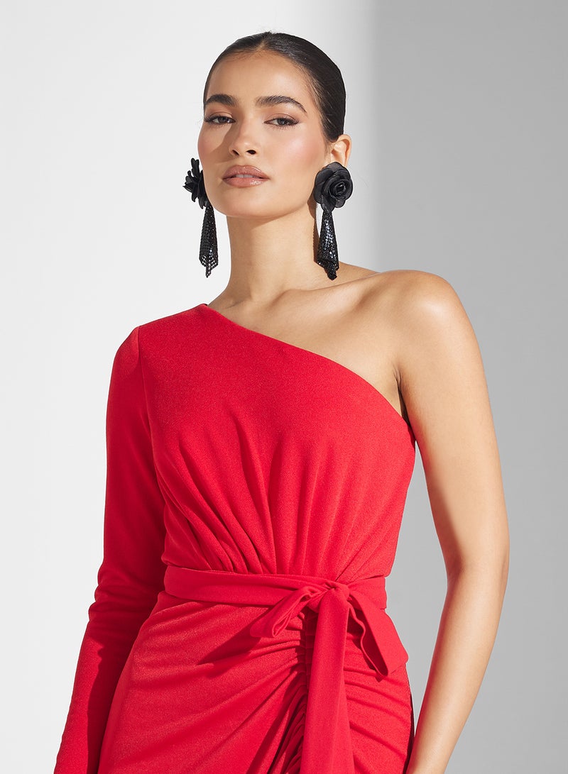 ايرا فستان بكتف واحد درابيه - Image 3