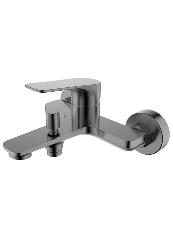 DANUBE HOME Milano Plus Brown Bath Shower with Shower Mixer Gun – Luxury Rainfall Shower Head & Handheld Gun, Wall-Mounted Mixer, Modern Design, Easy Installation for Bathrooms Metal Grey  - Image 1