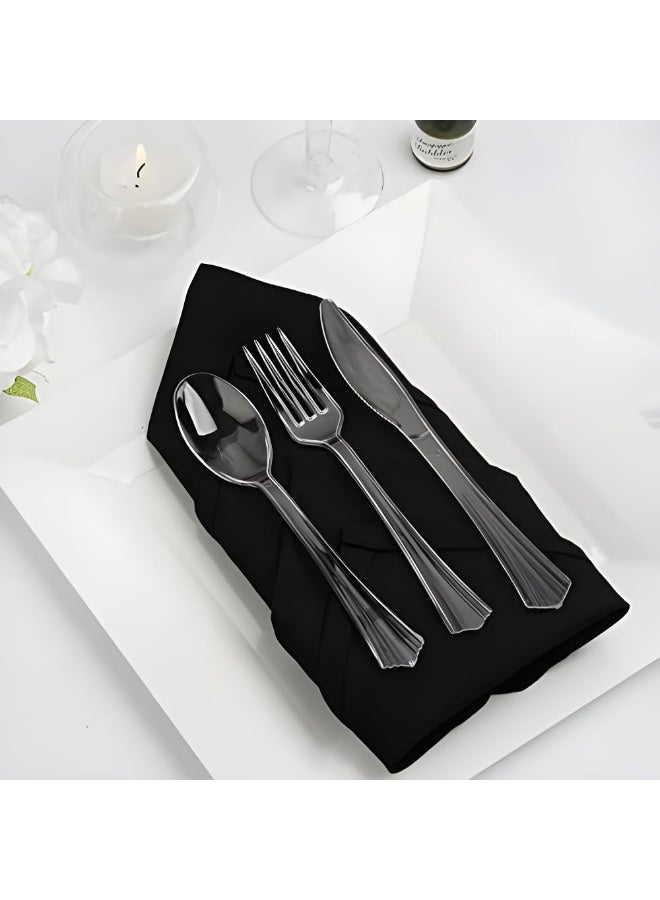 HTE 25Pieces Luxury Clear Plastic Disposable Cutlery Set - Image 5