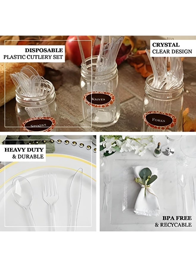HTE 25Pieces Luxury Clear Plastic Disposable Cutlery Set - Image 3