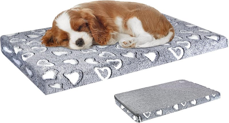 VANKEAN Reversible Cool and Warm Dog Bed Mat for Crates - Stylish Pad With Waterproof Inner Linings and Removable Machine Washable Cover, Firm Support for Small to XX-Large Dogs, Grey - Image 1