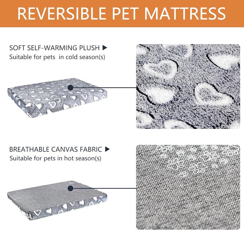 VANKEAN Reversible Cool and Warm Dog Bed Mat for Crates - Stylish Pad With Waterproof Inner Linings and Removable Machine Washable Cover, Firm Support for Small to XX-Large Dogs, Grey - Image 3