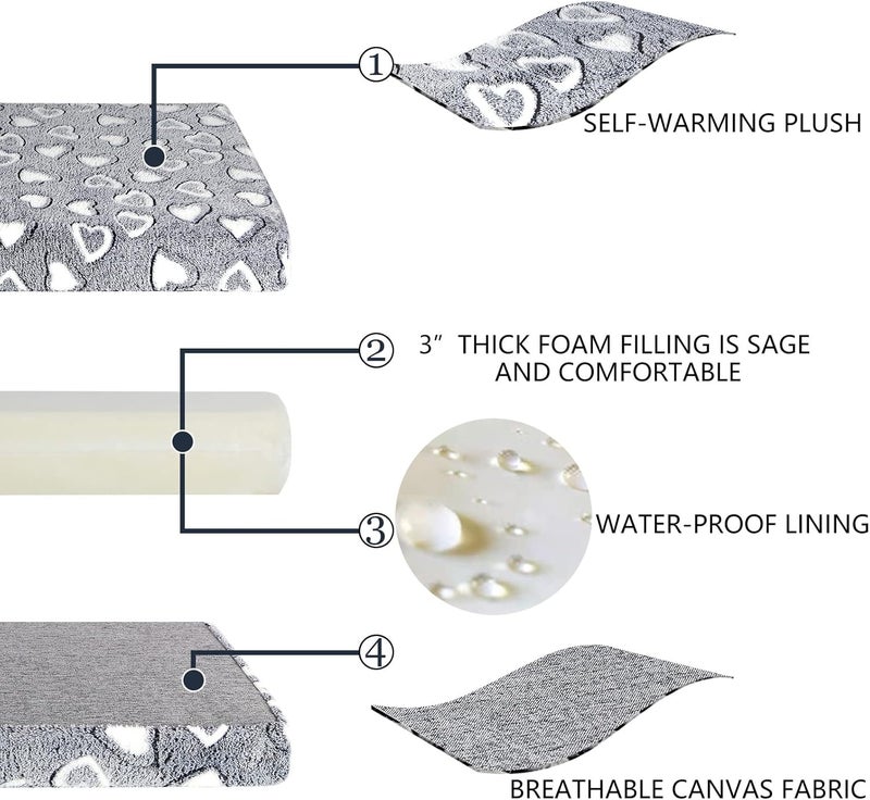 VANKEAN Reversible Cool and Warm Dog Bed Mat for Crates - Stylish Pad With Waterproof Inner Linings and Removable Machine Washable Cover, Firm Support for Small to XX-Large Dogs, Grey - Image 4