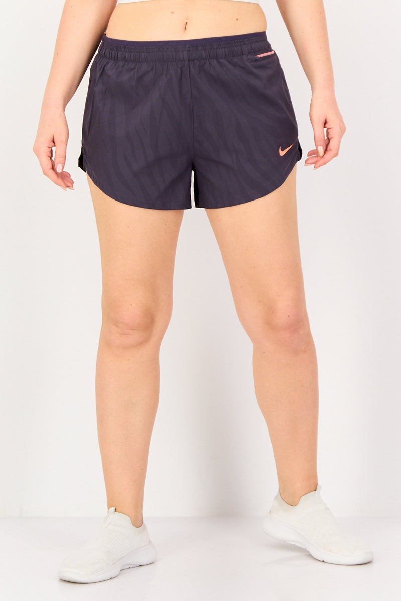 Nike Women Dri Fit Brand Logo Running Shorts, Purple - Image 1