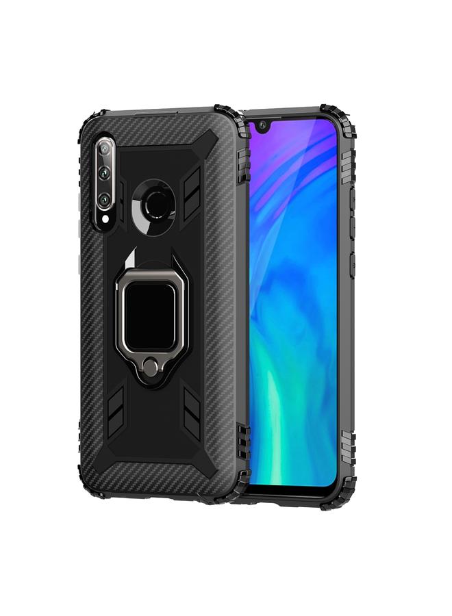 اس-توب جراب لهاتف Huawei Honor 10i / 20i مصنوع من ألياف الكربون مع حامل حلقي يدور 360 درجة - Image 2